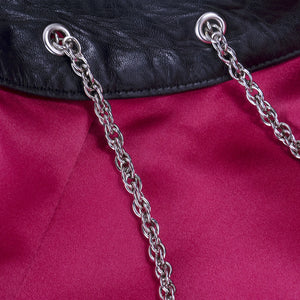 Vintage 90s Black Leather & Red Satin Fetish Gown, detail 2