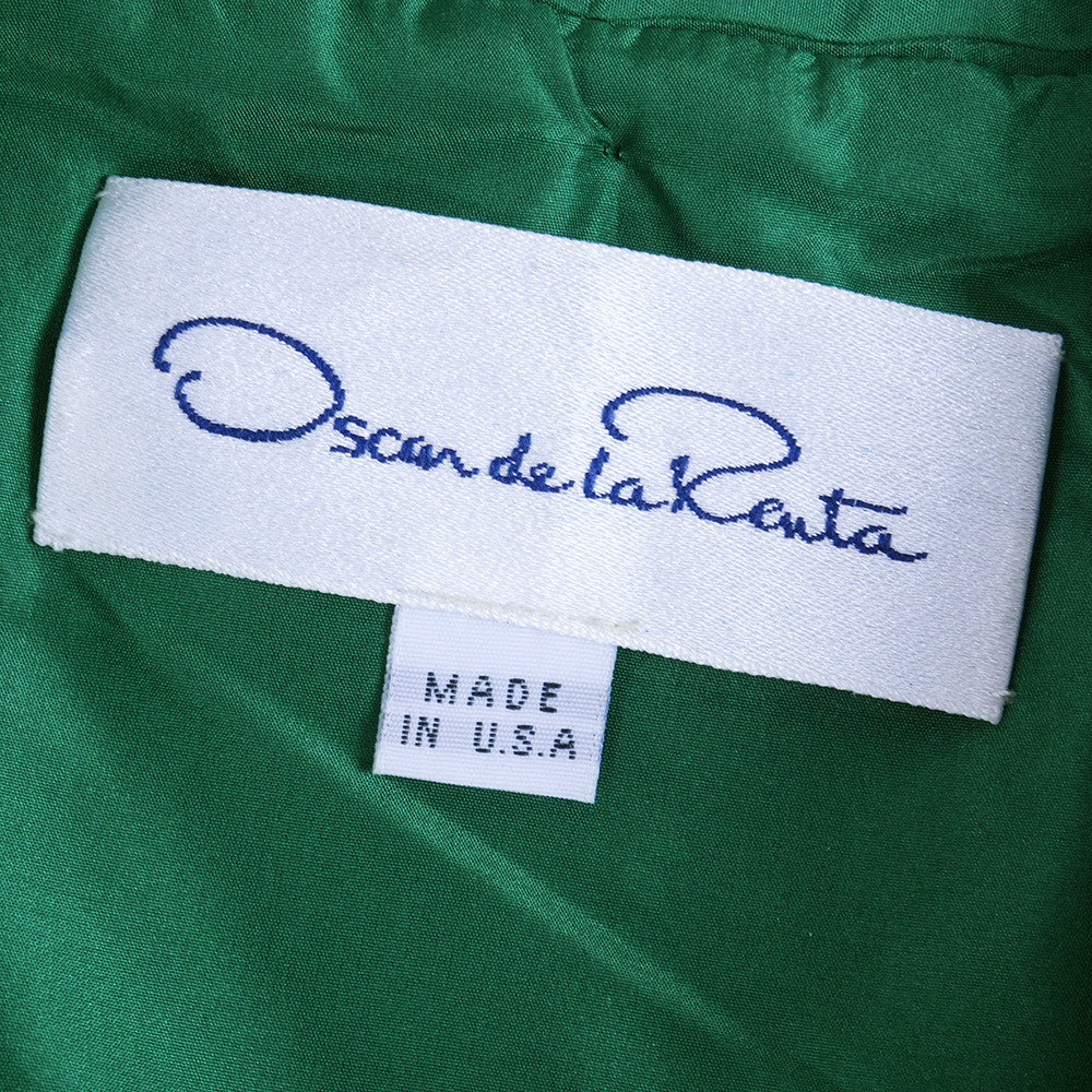 Oscar de la Renta Embellished Silk Patchwork Jacket label