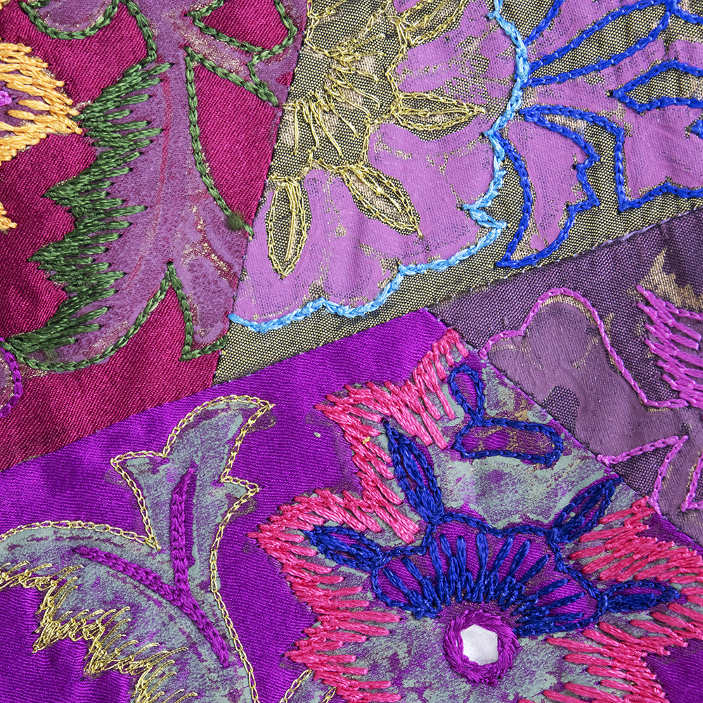 Oscar de la Renta Embellished Silk Patchwork Jacket detail 3