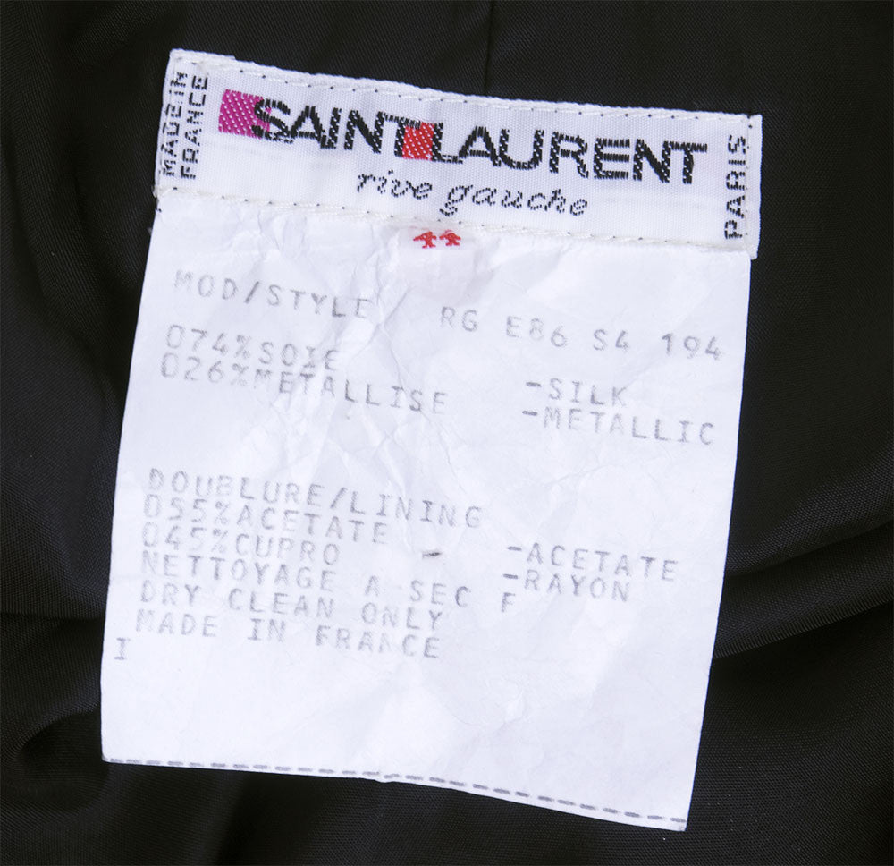 Vintage YSL 80s Black Velvet & Taffeta Ensemble, label 2