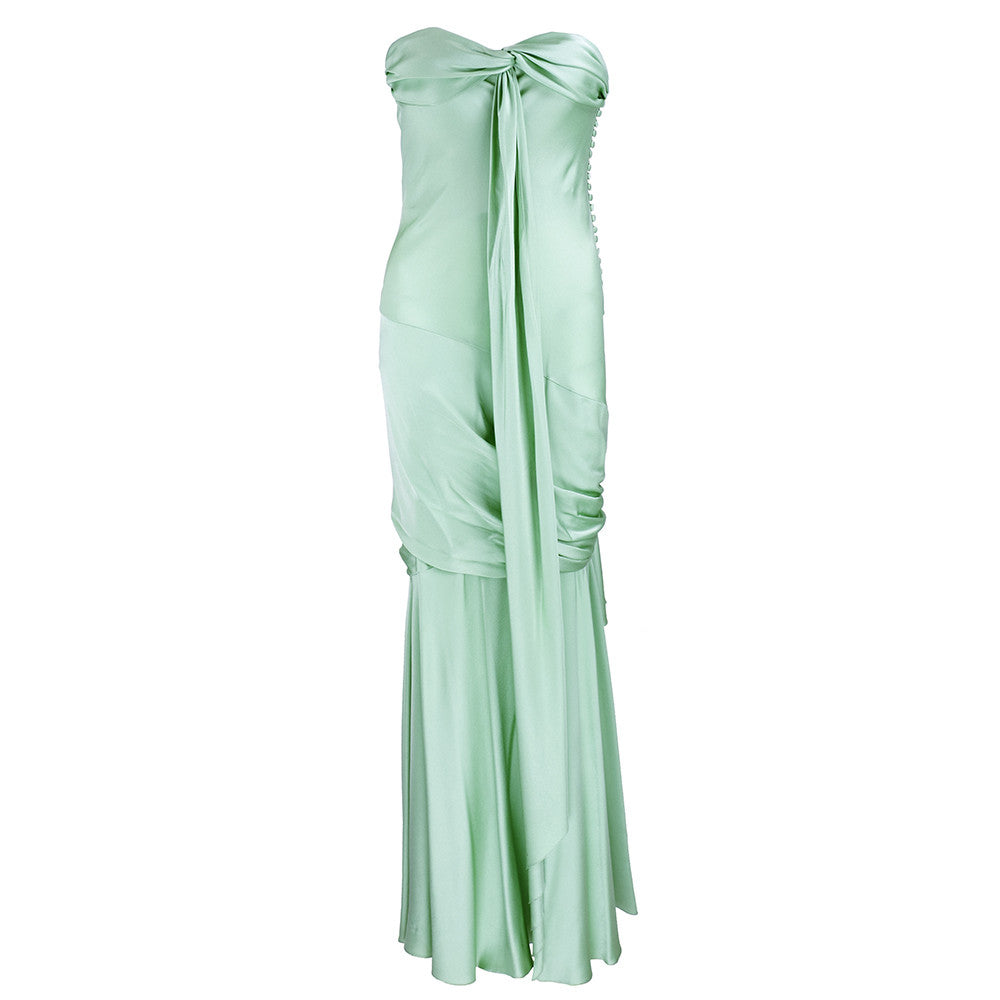 Unlabeled Galliano for Dior 30s Look Mint Green Satin Gown