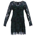 Vintage BEENE 80s Black & Green Lace Cocktail Dress