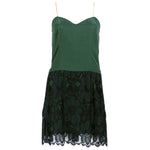 Vintage BEENE 80s Black & Green Lace Cocktail Dress, minidress