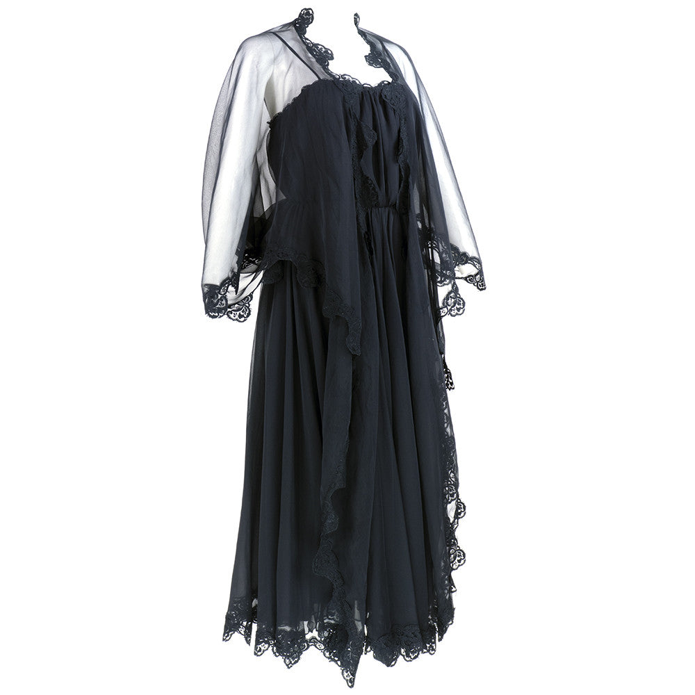 FRANK USHER 70s Black Chiffon Evening Dress – THE WAY WE WORE