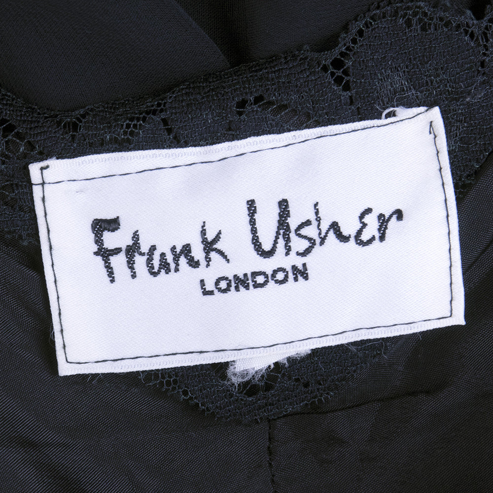 Vintage FRANK USHER 70s Black Chiffon Evening Dress, label