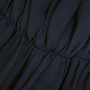Vintage FRANK USHER 70s Black Chiffon Evening Dress, detail 1 