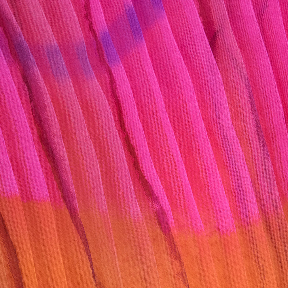 Vintage 70s Ombre Rainbow Pleated Maxi Dress, detail 3