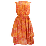 Vintage 60s Orange Chiffon Afternoon Dress 