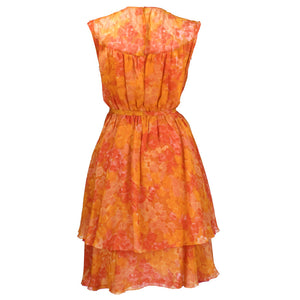Vintage 60s Orange Chiffon Afternoon Dress, back