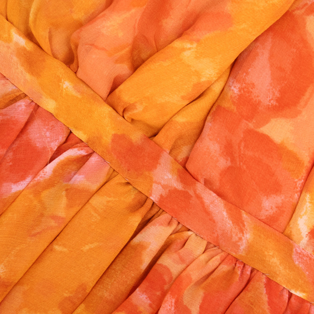 Vintage 60s Orange Chiffon Afternoon Dress, detail 1