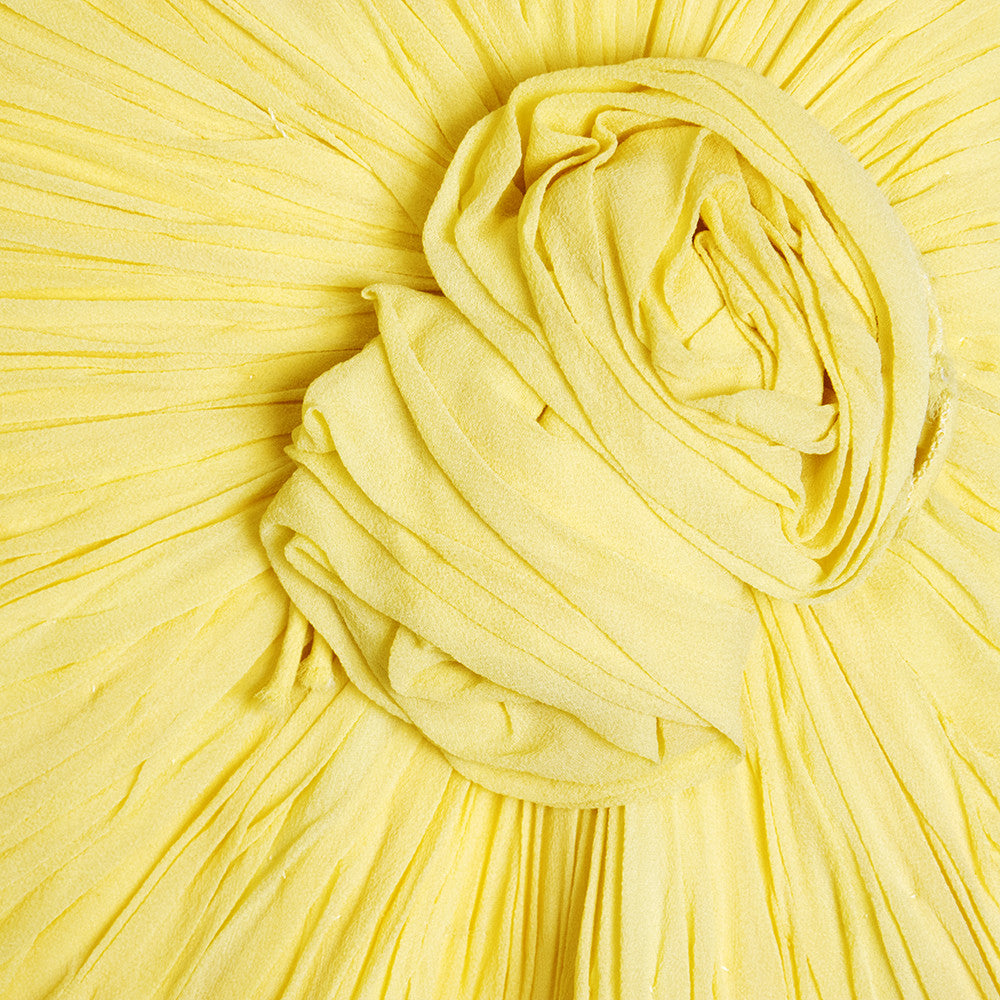 60s Unlabeled Yellow Chiffon Ruched Cocktail Dress detail