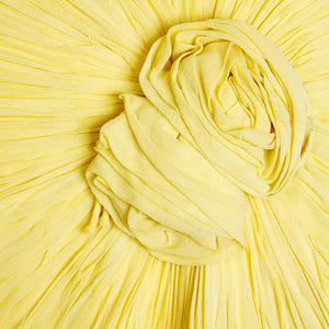 60s Unlabeled Yellow Chiffon Ruched Cocktail Dress detail