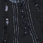 Vintage 80s Black Beaded Evening Ensemble, detail 3