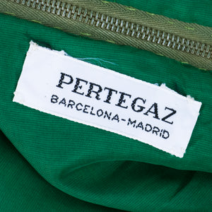 Vintage Pertegaz 60s Quited Green Watercolor Floral Maxi Dress, label