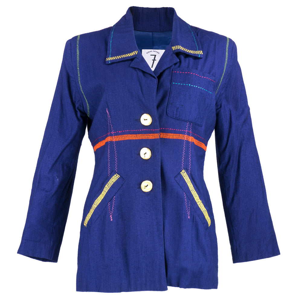 Vintage OLDHAM 90S Blue Topstitched Jacket