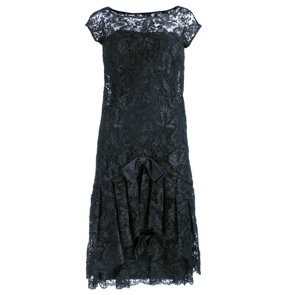 Vintage SIMPSON 60s Black Lace Cocktail Dress