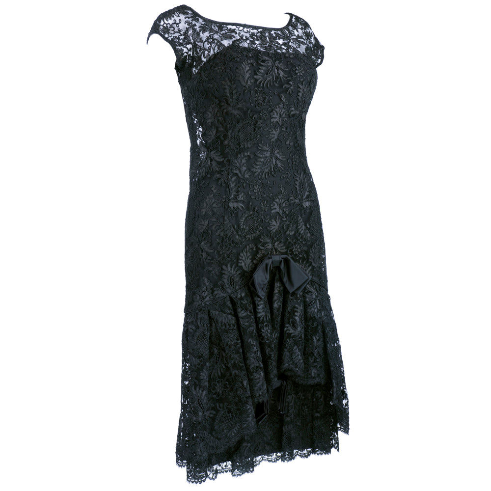 Vintage SIMPSON 60s Black Lace Cocktail Dress, side