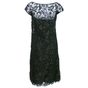 Vintage SIMPSON 60s Black Lace Cocktail Dress, back