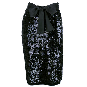 Vintage YSL 80s Black Sequin Skirt Suit, skirt