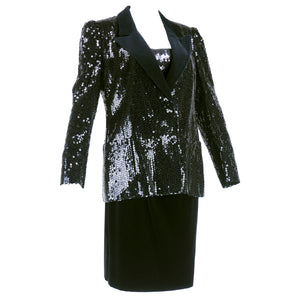 Vintage FERAUD 90s Velvet Sequin Tuxedo Skirt Suit, side