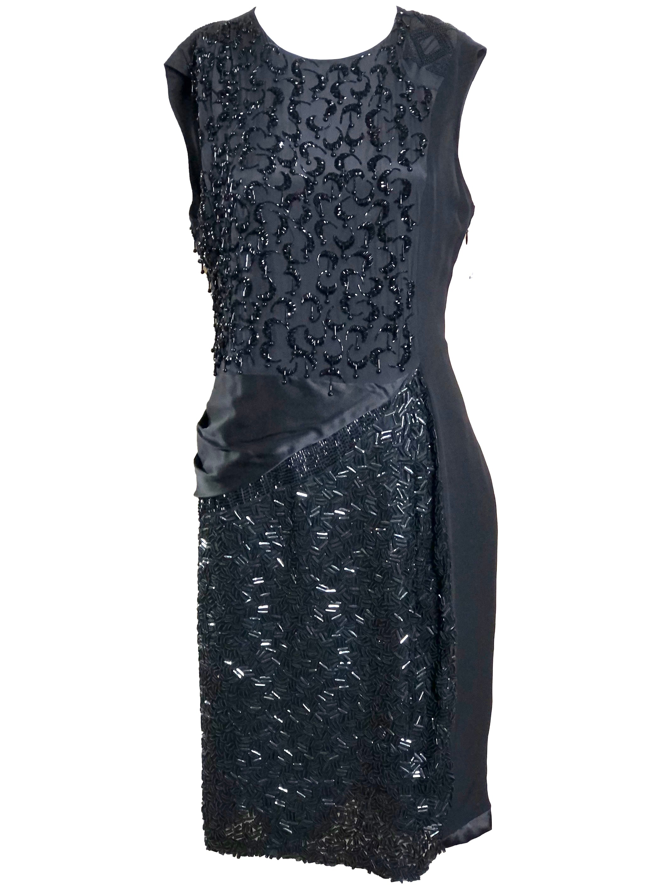 Vintage Dries Van Noten Early 2000s Black Silk Beaded Cocktail Dress - The Way We Wore