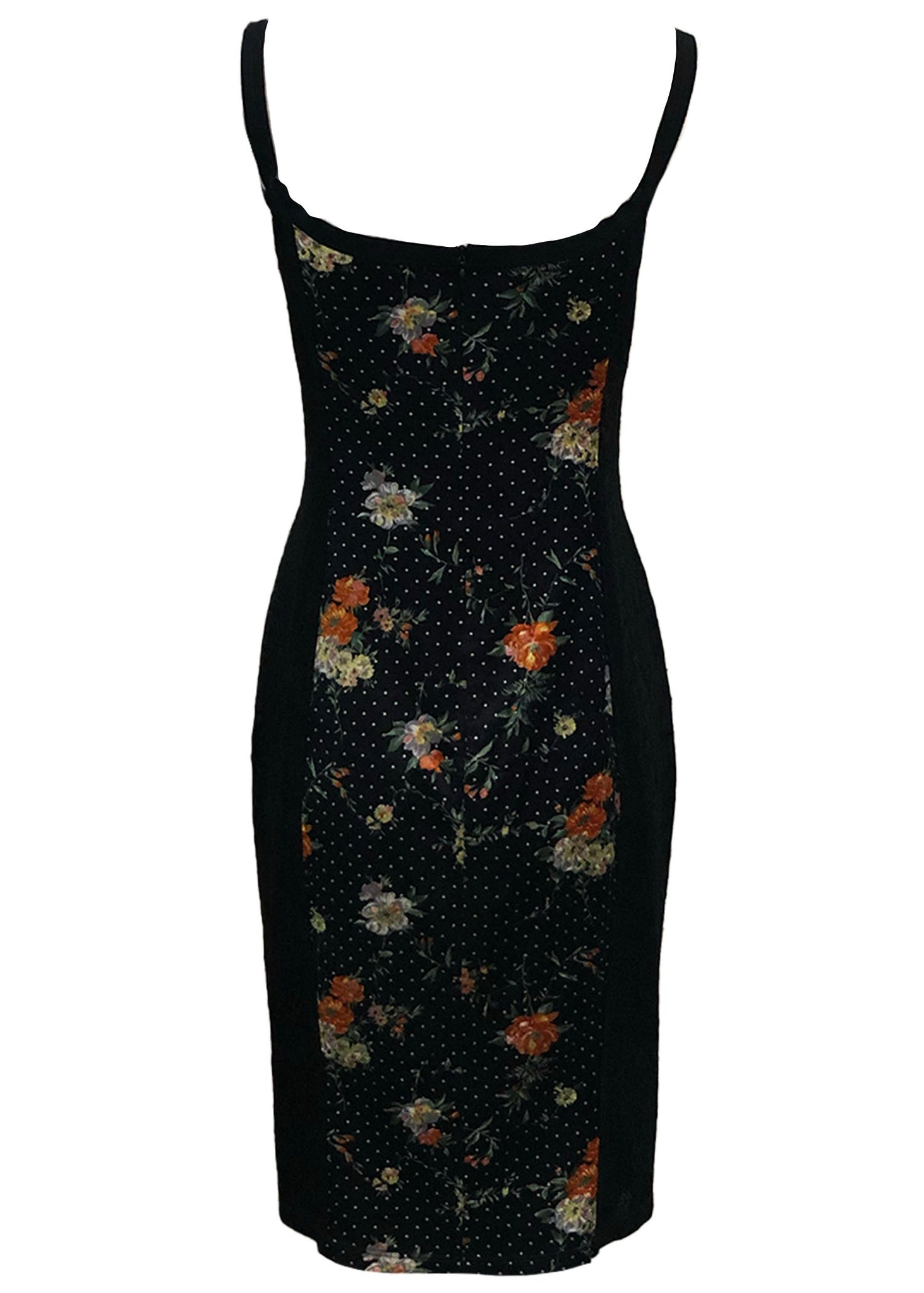  Dolce and Gabbana Iconic early 2000s Black Floral Slip Dress Trimmed in Lace BACK 3 of 5
