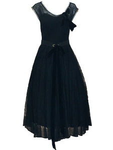 50s Black Chantilly Lace High Style Cocktail Dress 50s Black Chantilly Lace High Style Cocktail Dress FRONT 1 of 4