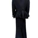 Gianfranco  Ferre 80s Black Evening Ensemble with Lace Peplum BACK 3 of 8