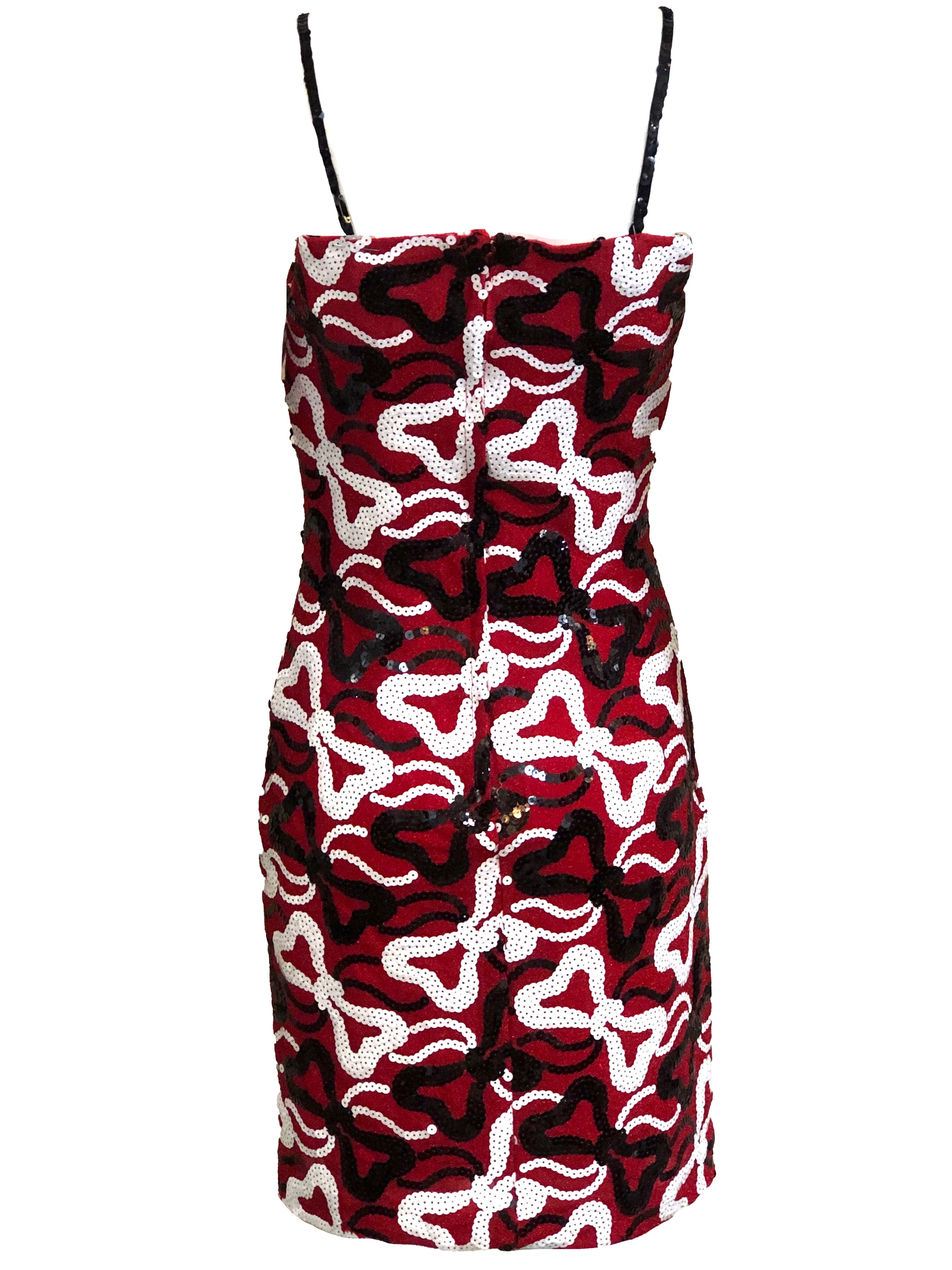 90s Red Dress with Black and White Palette Bows 90s Red Dress with Black and White Palette Bows