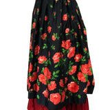 Saint Laurent Rive Gauche Layered Peasant skirt in Black and Red Floral  SIDE 2 of 4