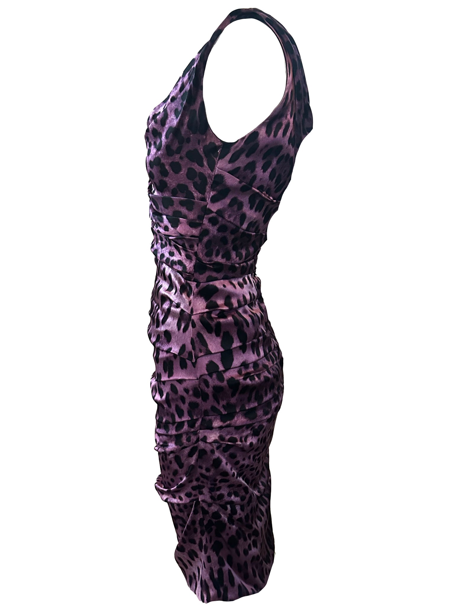 Dolce and Gabbana Y2K Purple Leopard Print Body Con Dress SIDE 2 of 5