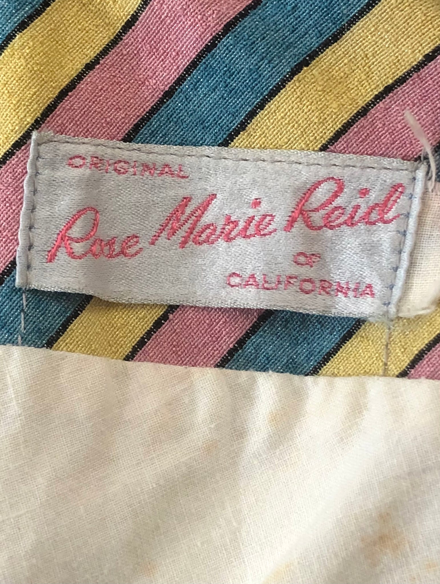 Rose Marie Reid 50s One Shoulder Striped Swimsuit LABEL 5 of 5