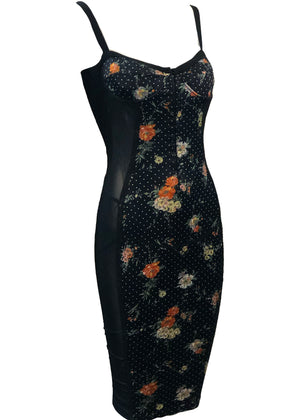  Dolce and Gabbana Iconic early 2000s Black Floral Slip Dress Trimmed in Lace ANGLE 2 of 5