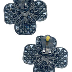 90s Four Leaf Clover Earrings with Sparkling Rhinestones BACK 2 of 3