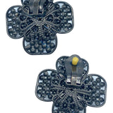 90s Four Leaf Clover Earrings with Sparkling Rhinestones BACK 2 of 3