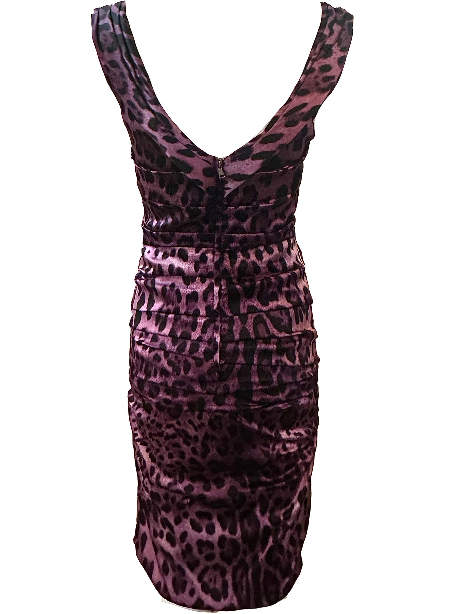 Dolce and Gabbana Y2K Purple Leopard Print Body Con Dress BACK 3 of 5