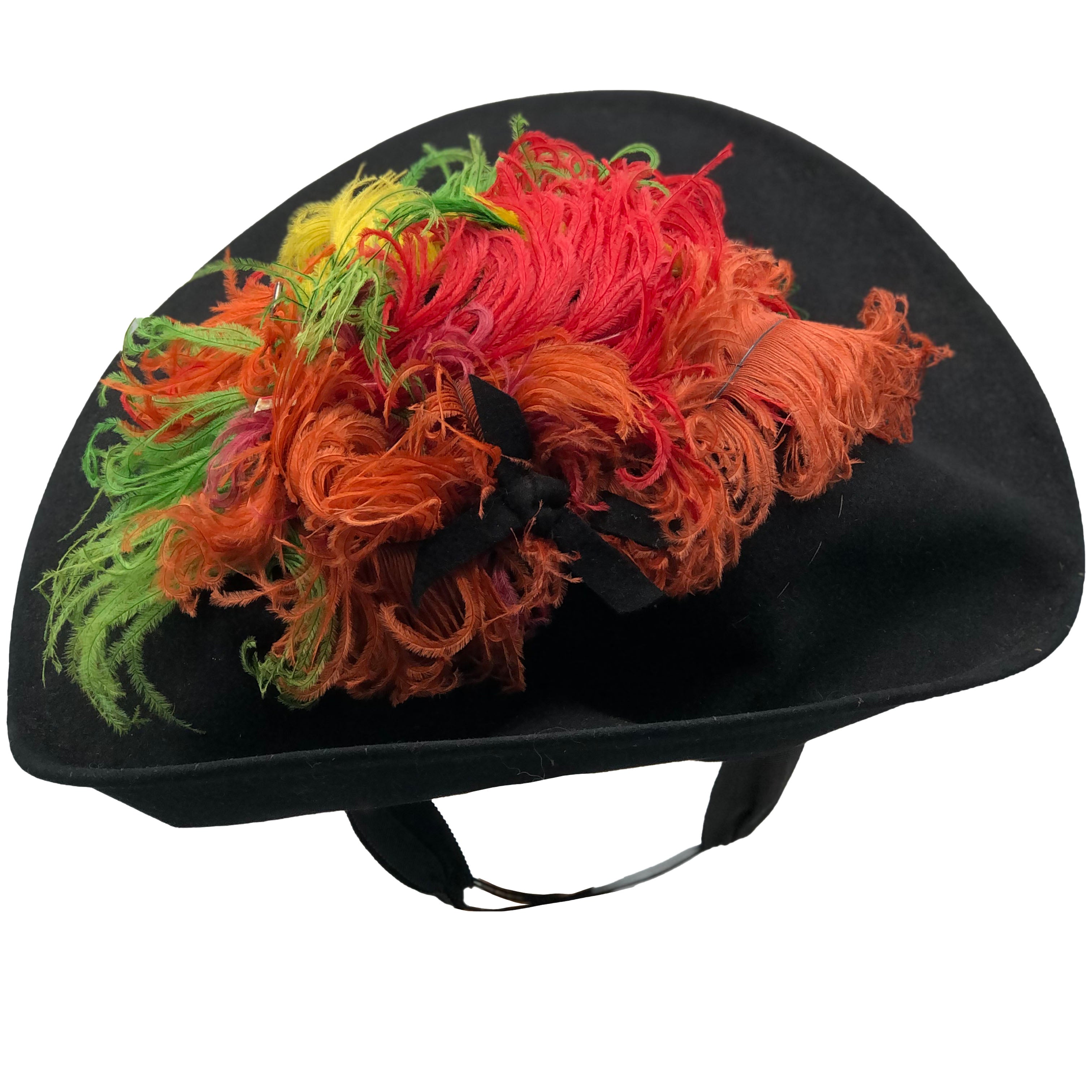 Vogue 40s Black Tilt Hat with Colorful Plumage TOP 1 of 3