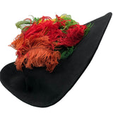 Vogue 40s Black Tilt Hat with Colorful Plumage SIDE 2 of 3