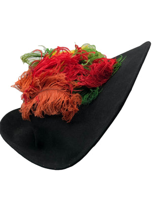 Vogue 40s Black Tilt Hat with Colorful Plumage SIDE 2 of 3