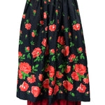 Saint Laurent Rive Gauche Layered Peasant skirt in Black and Red Floral  BACK 3 of 4