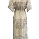 Sant Angelo Dress 70s Ivory Crepe and Silver Shot Lace BACK 3 of 4