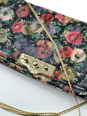 Bally Leather Quilted Floral Shoulder Bag Close Up 2 of 5