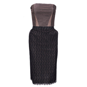 Vintage DIOR 60s Lace Strapless Overblouse & Dress, dress