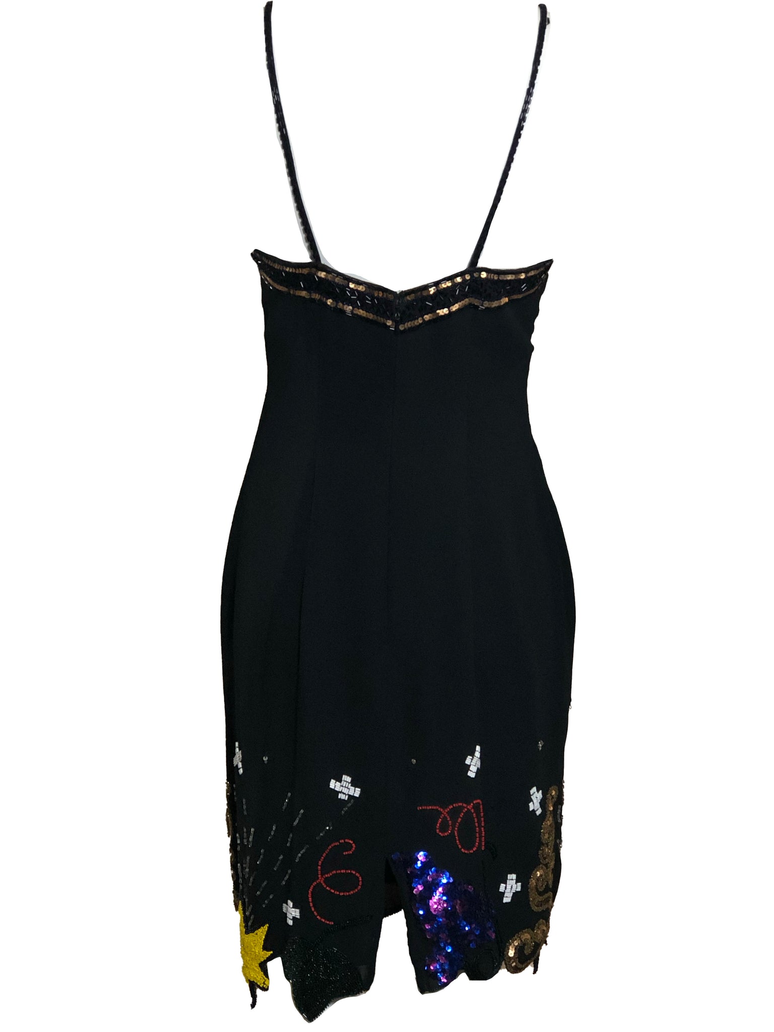 Fabrice 80s 2 Piece Black Sequin Fantasy Party Dress DRESS BACK 4 of 10