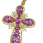 70s Oversized Cross Pendant In Amethyst Toned Stones For Swingers DETAIL 3 of 3