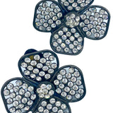 90s Four Leaf Clover Earrings with Sparkling Rhinestones FRONT 1 of 3