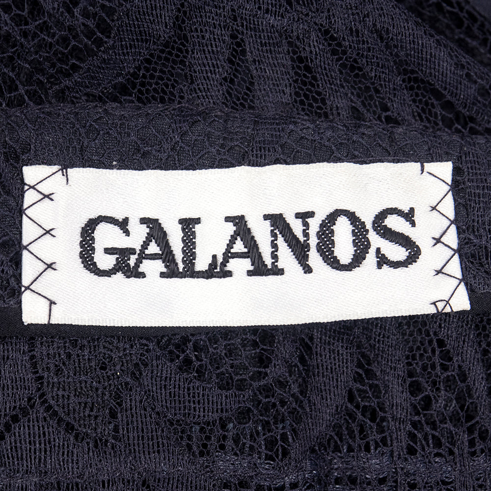 Vintage GALANOS 80s Lace Tiered Cocktail Dress, label