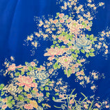 Hiyashi Japanese Blue Silk Floral Belted Robe DETAIL 4 of 6