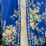 Hiyashi Japanese Blue Silk Floral Belted Robe DETAIL 5 of 6