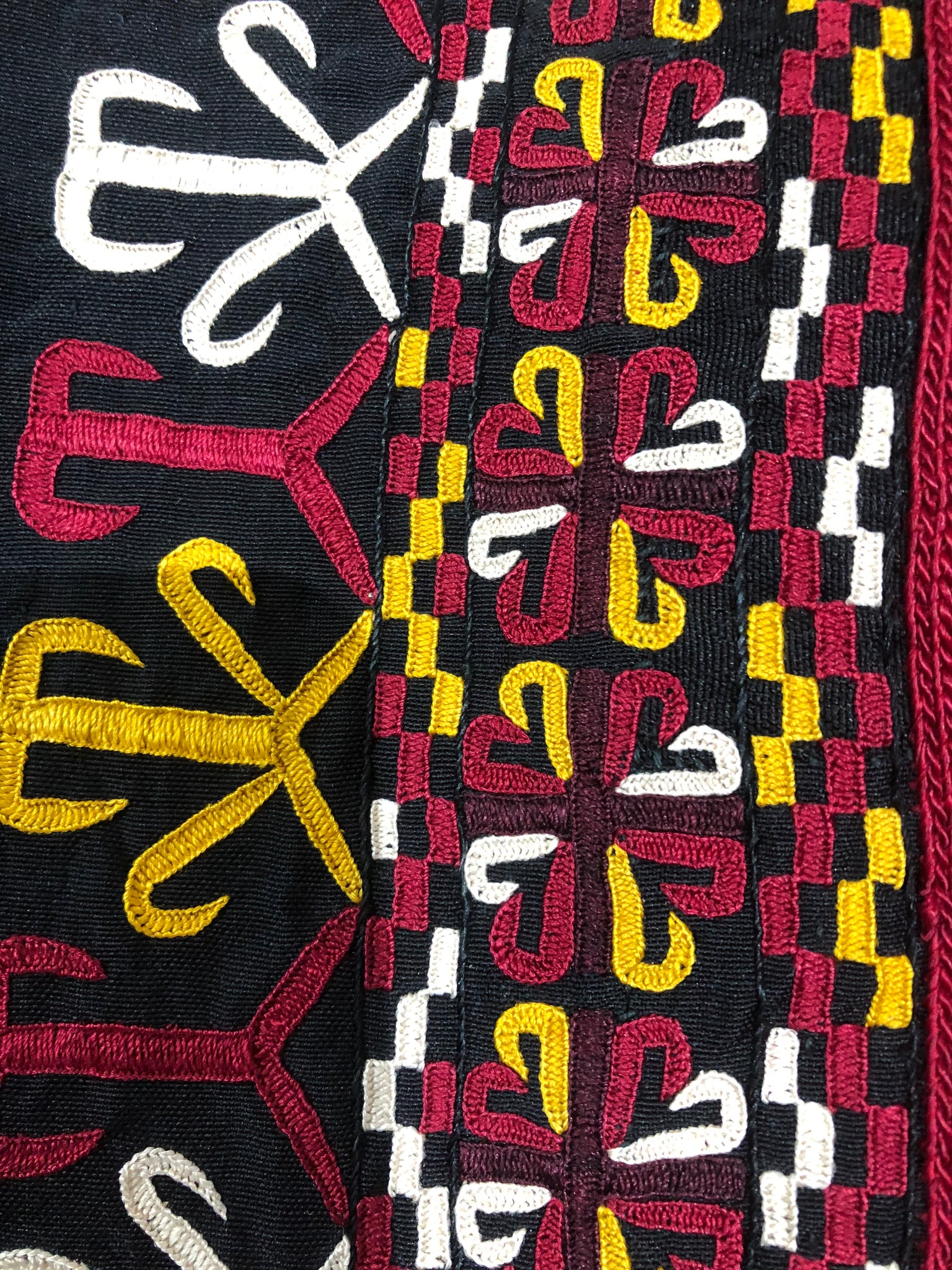 Mid 20th Century Hand Embroidered  Turkmenistan chyrpy Coat  CLOSE UP 5 of 5